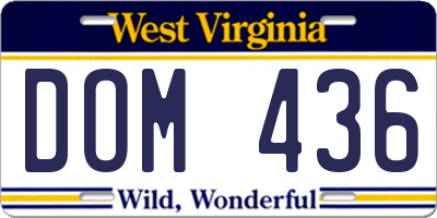 WV license plate DOM436