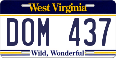 WV license plate DOM437
