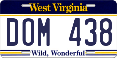 WV license plate DOM438