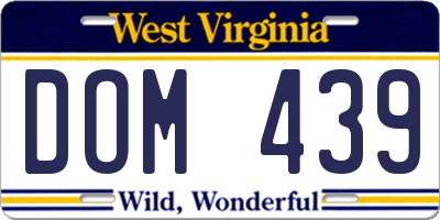 WV license plate DOM439