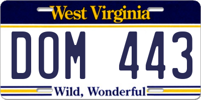 WV license plate DOM443