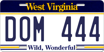WV license plate DOM444