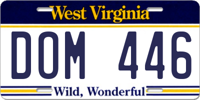 WV license plate DOM446
