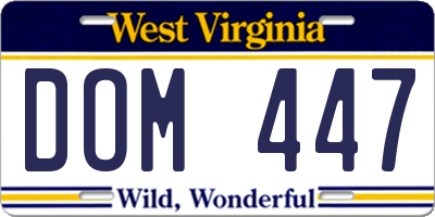 WV license plate DOM447