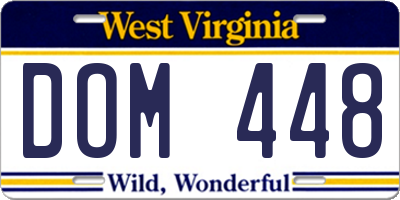 WV license plate DOM448