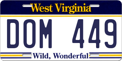 WV license plate DOM449
