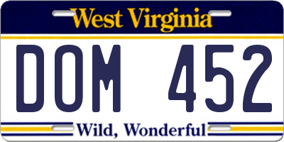 WV license plate DOM452