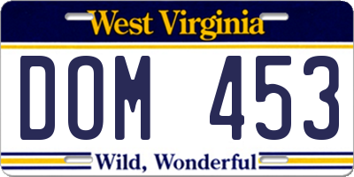 WV license plate DOM453