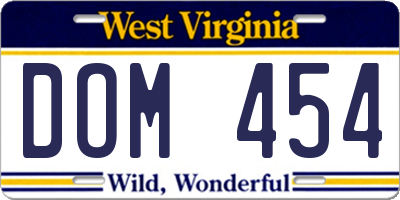 WV license plate DOM454