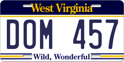WV license plate DOM457