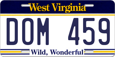 WV license plate DOM459