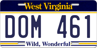 WV license plate DOM461