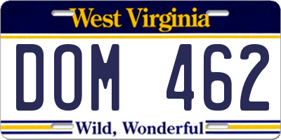 WV license plate DOM462
