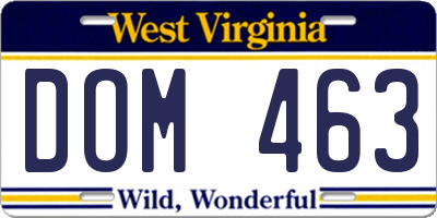 WV license plate DOM463