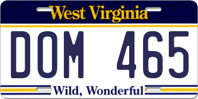 WV license plate DOM465