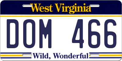 WV license plate DOM466