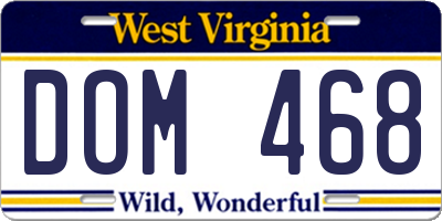 WV license plate DOM468