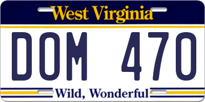 WV license plate DOM470