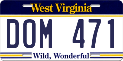 WV license plate DOM471
