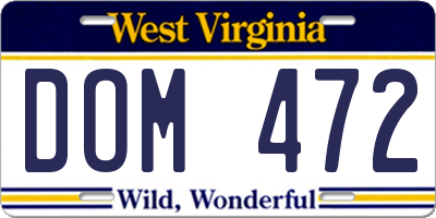 WV license plate DOM472