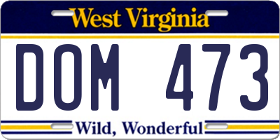 WV license plate DOM473
