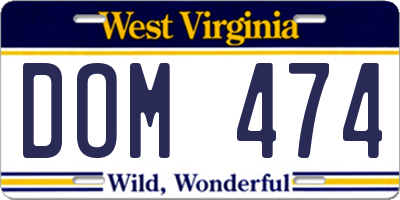 WV license plate DOM474