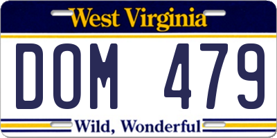 WV license plate DOM479