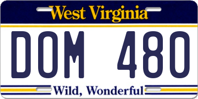 WV license plate DOM480