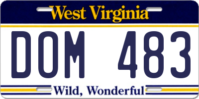 WV license plate DOM483