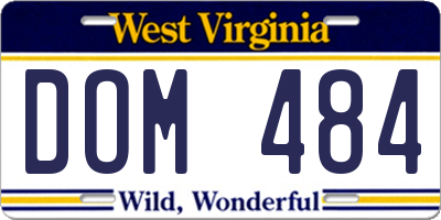 WV license plate DOM484