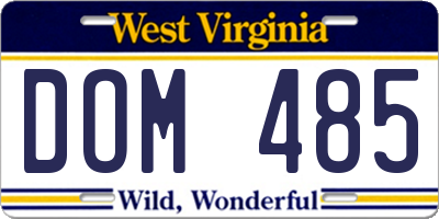 WV license plate DOM485