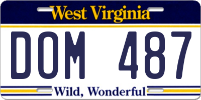 WV license plate DOM487