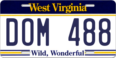 WV license plate DOM488