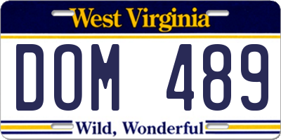 WV license plate DOM489