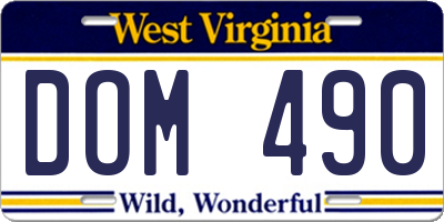 WV license plate DOM490