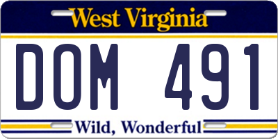 WV license plate DOM491