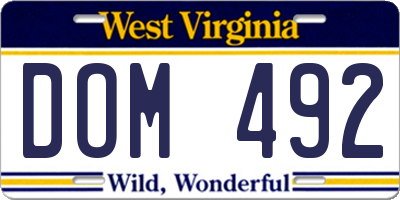 WV license plate DOM492