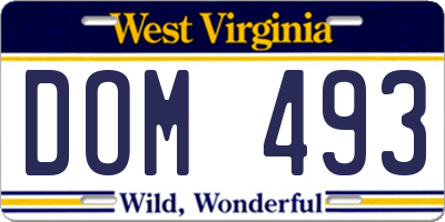 WV license plate DOM493
