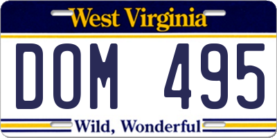 WV license plate DOM495