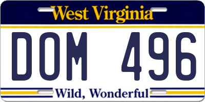 WV license plate DOM496