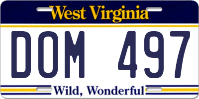 WV license plate DOM497