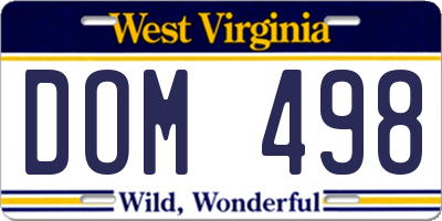 WV license plate DOM498