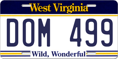WV license plate DOM499