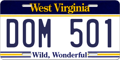 WV license plate DOM501
