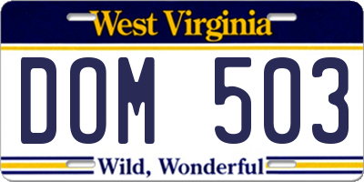 WV license plate DOM503