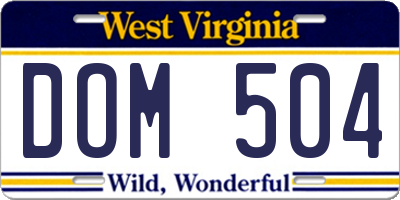 WV license plate DOM504