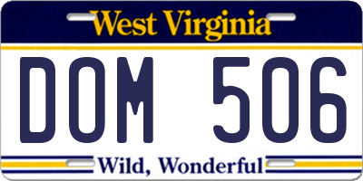 WV license plate DOM506