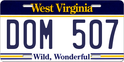 WV license plate DOM507