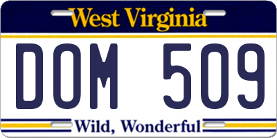 WV license plate DOM509