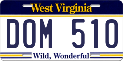 WV license plate DOM510